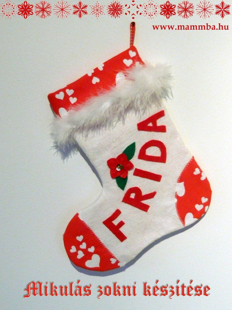 Egyedi, névre szóló Mikulás zokni készítése
