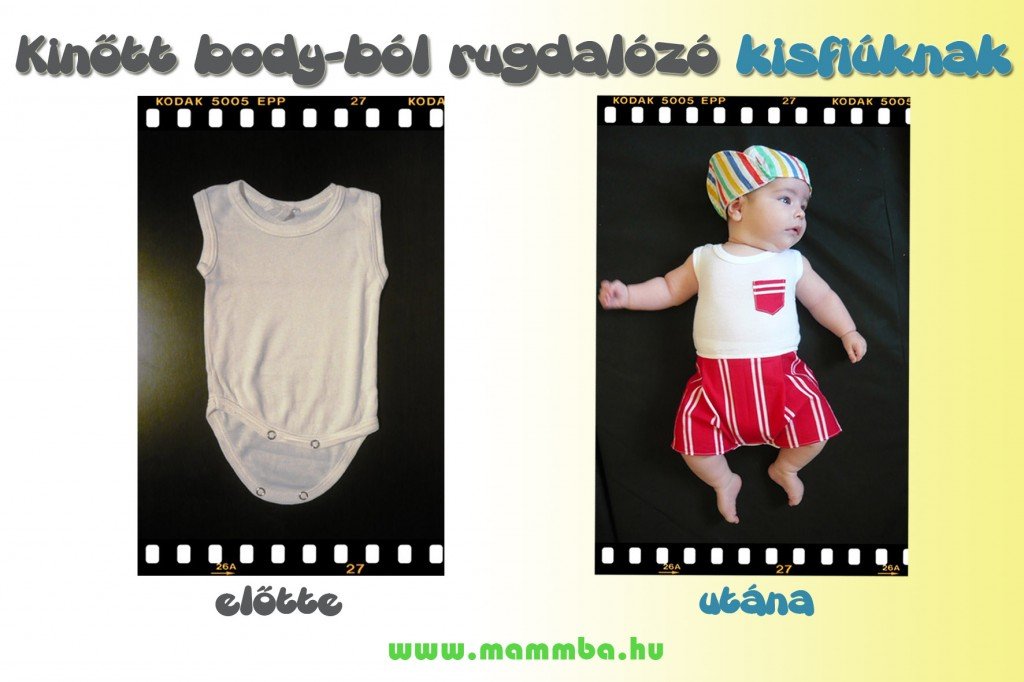 Kinőtt body-ból rugdalózó kisfiúknak